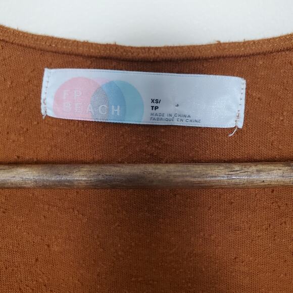 Free People Beach Brown Popcorn Textured Cotton Tank Mini Dress Womens XSmall - Picture 7 of 9